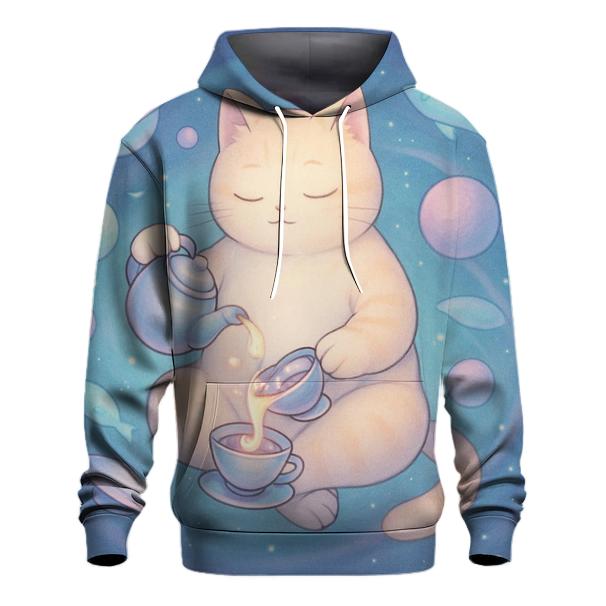 Galactic Tea Time Cat premium hoodies