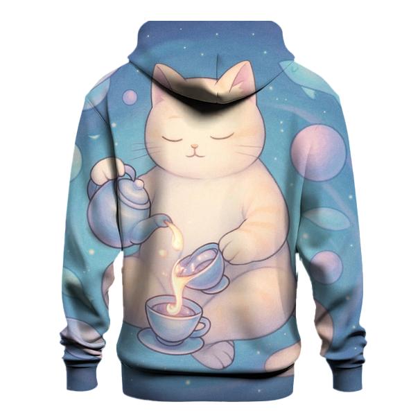 Galactic Tea Time Cat premium hoodies