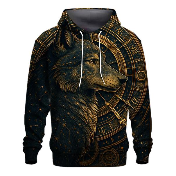 Celestial Clock Wolf zip-up hoodies