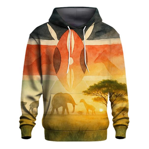 Kenyan_flag_savanna_sunrise_silhouette embroidered hoodies