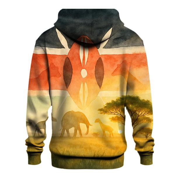 Kenyan_flag_savanna_sunrise_silhouette embroidered hoodies