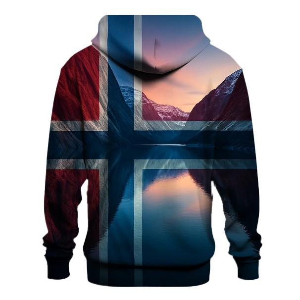 Norwegian_flag_fjord_glow_reflection pullover hoodies