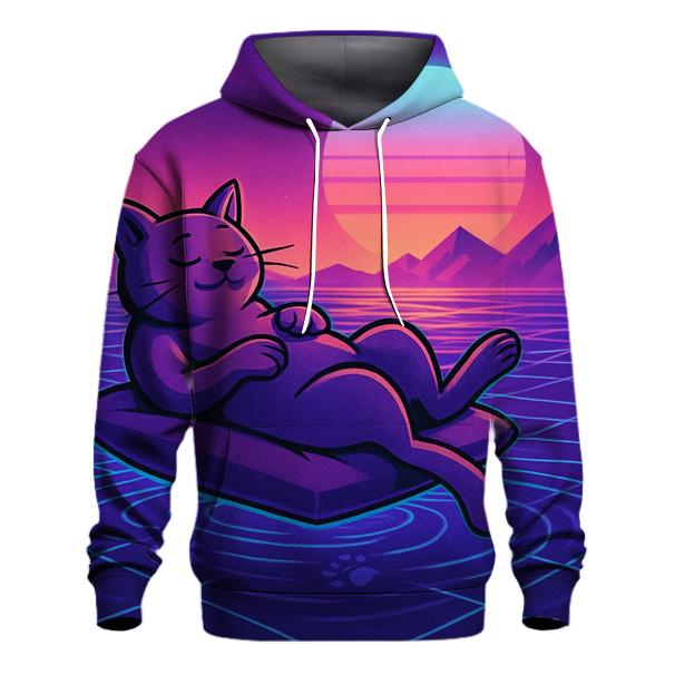 Dreamwave Synth Lounge Cat designer hoodies