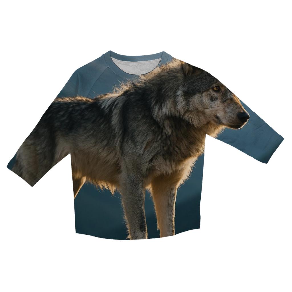 Lone Wolf On Wind Carved Ridge At Dusk trendy 3/4 sleeve tops