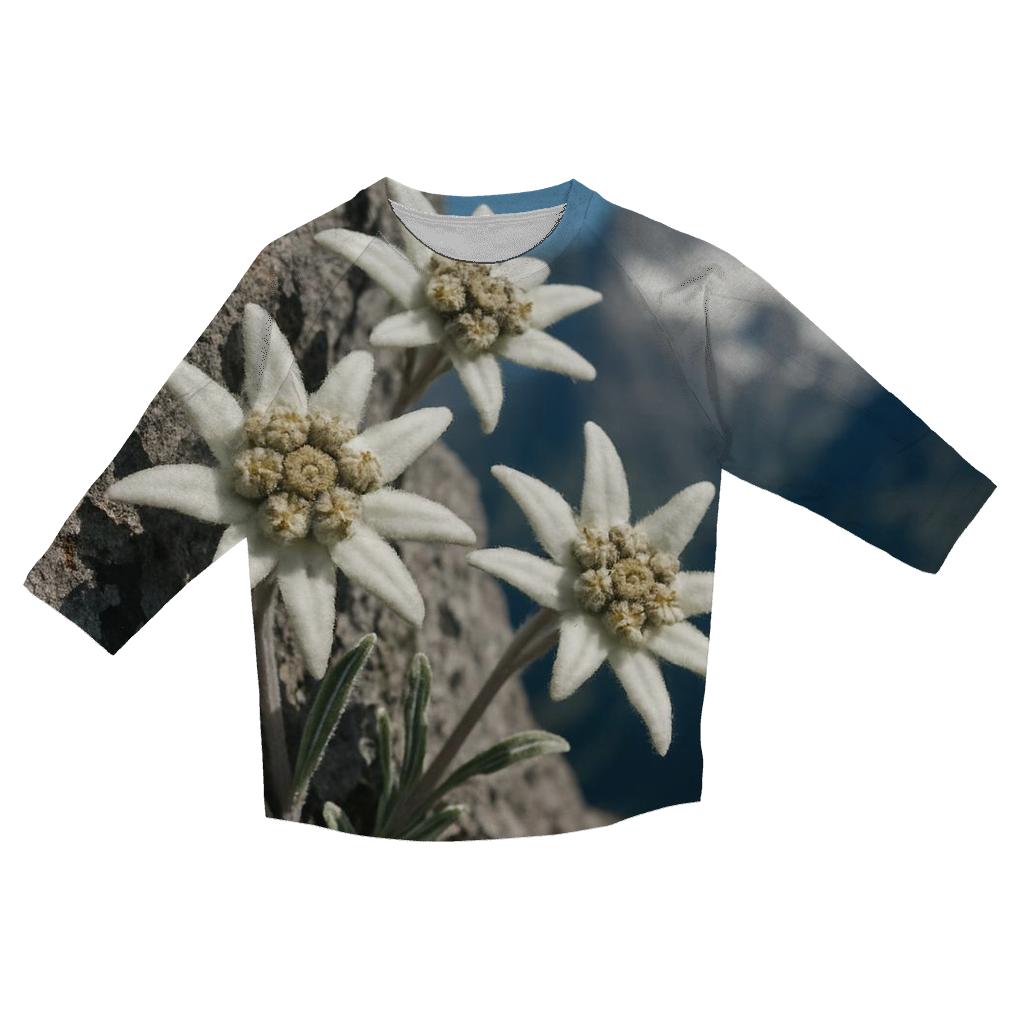 Alpine Edelweiss On Weathered Stone printed three quarter sleeve shirts