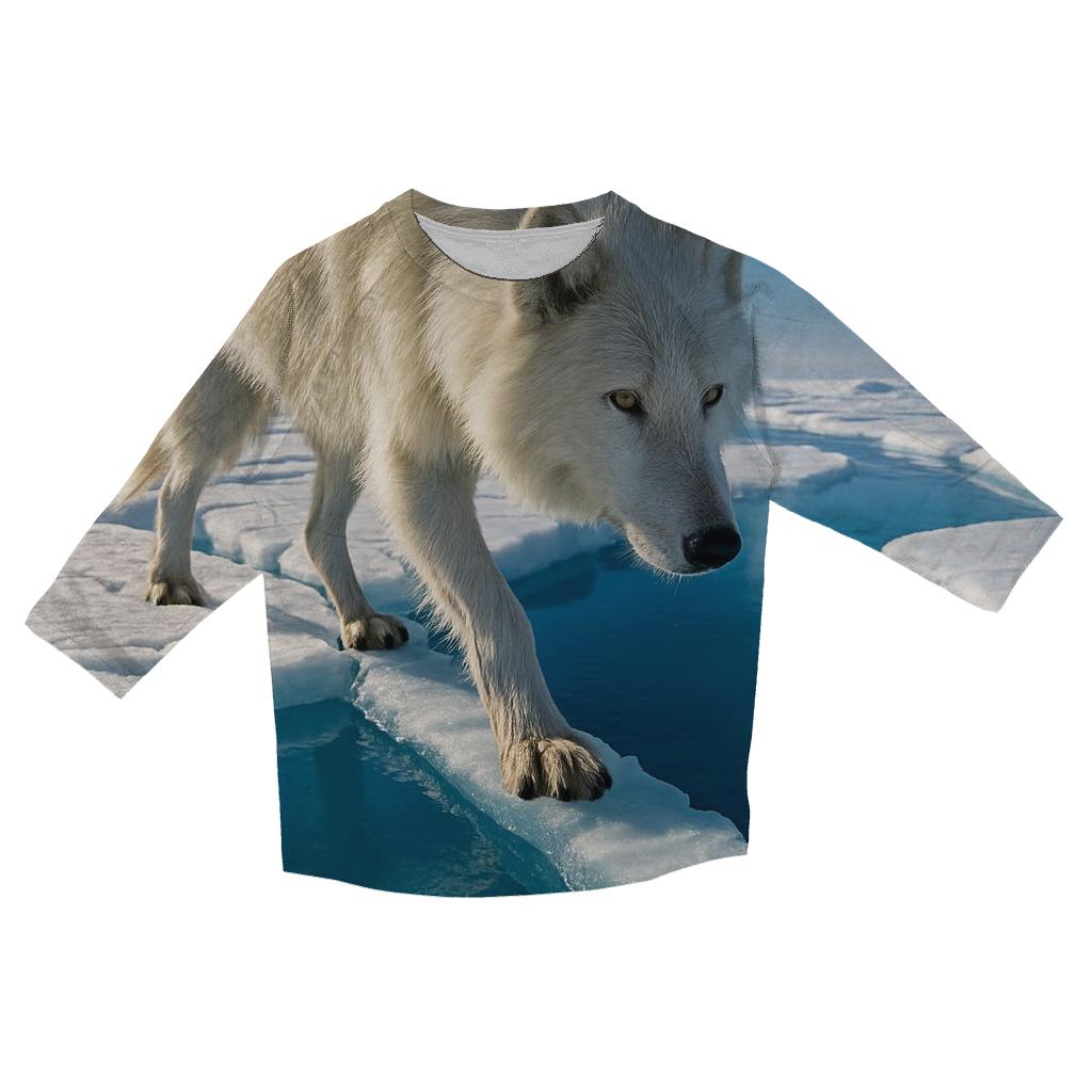 Arctic Wolf Crossing Blue Melt Pool custom 3/4 sleeve shirts