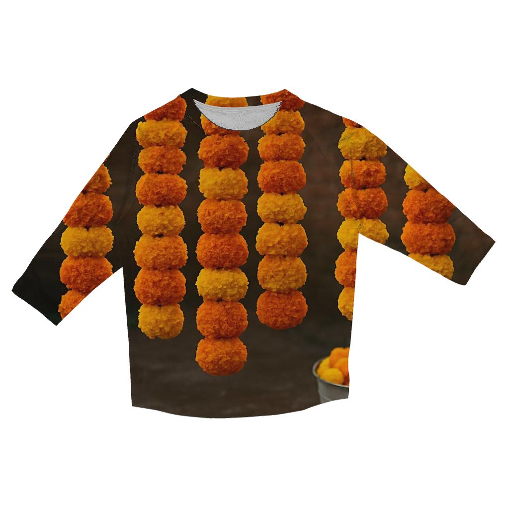 Monsoon Marigolds In Village Courtyard fashion 3/4 sleeve shirts