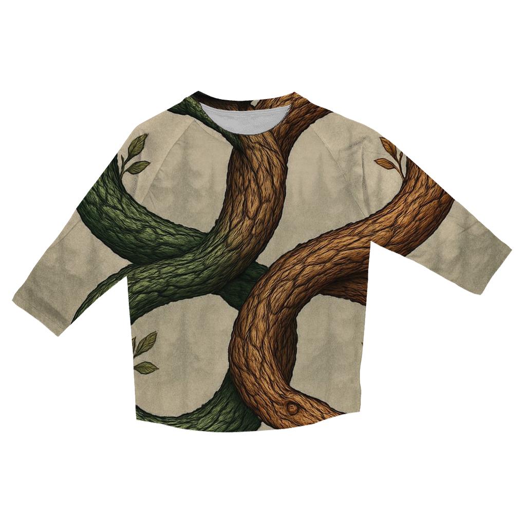 Forest Spirit Twin Ouroboros casual three quarter sleeve shirts