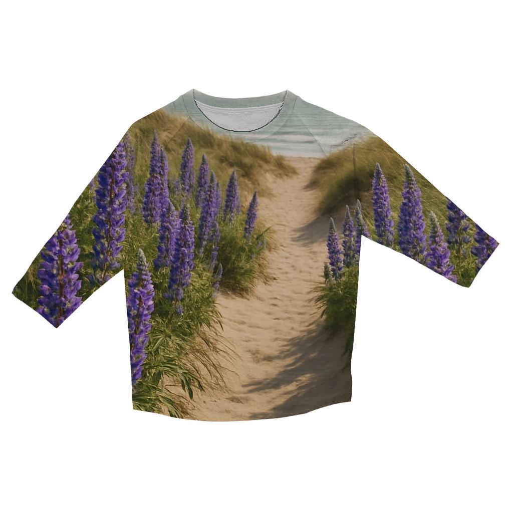 Wild Lupines Along Coastal Dune Path cotton quarter sleeve shirts