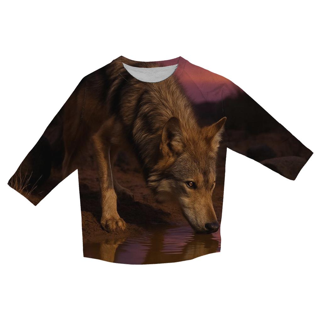 Mexican Wolf At Desert Water Hole custom 3/4 sleeve shirts