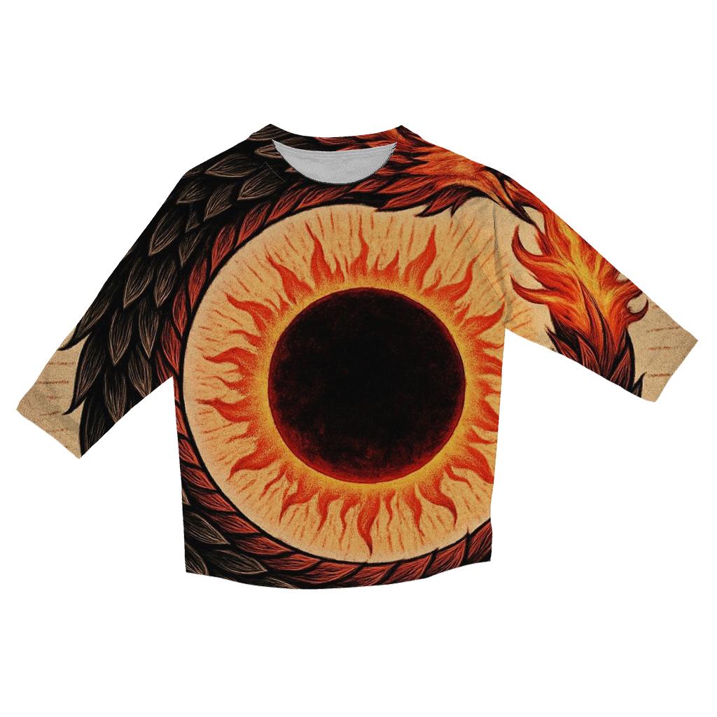 Solar Eclipse Phoenix Ouroboros trendy 3/4 sleeve tops