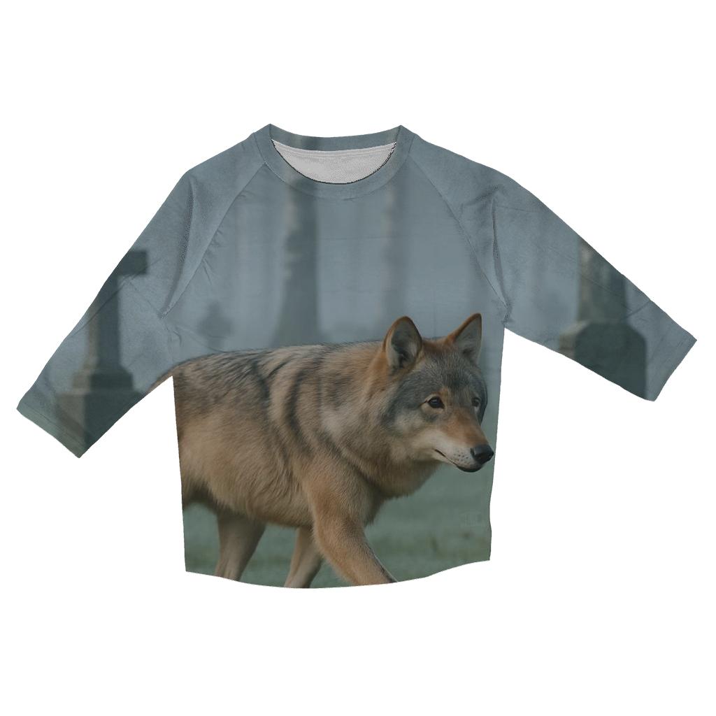 Eurasian Wolf Trotting Through Birch Cemetery personalized 3/4 sleeve tees