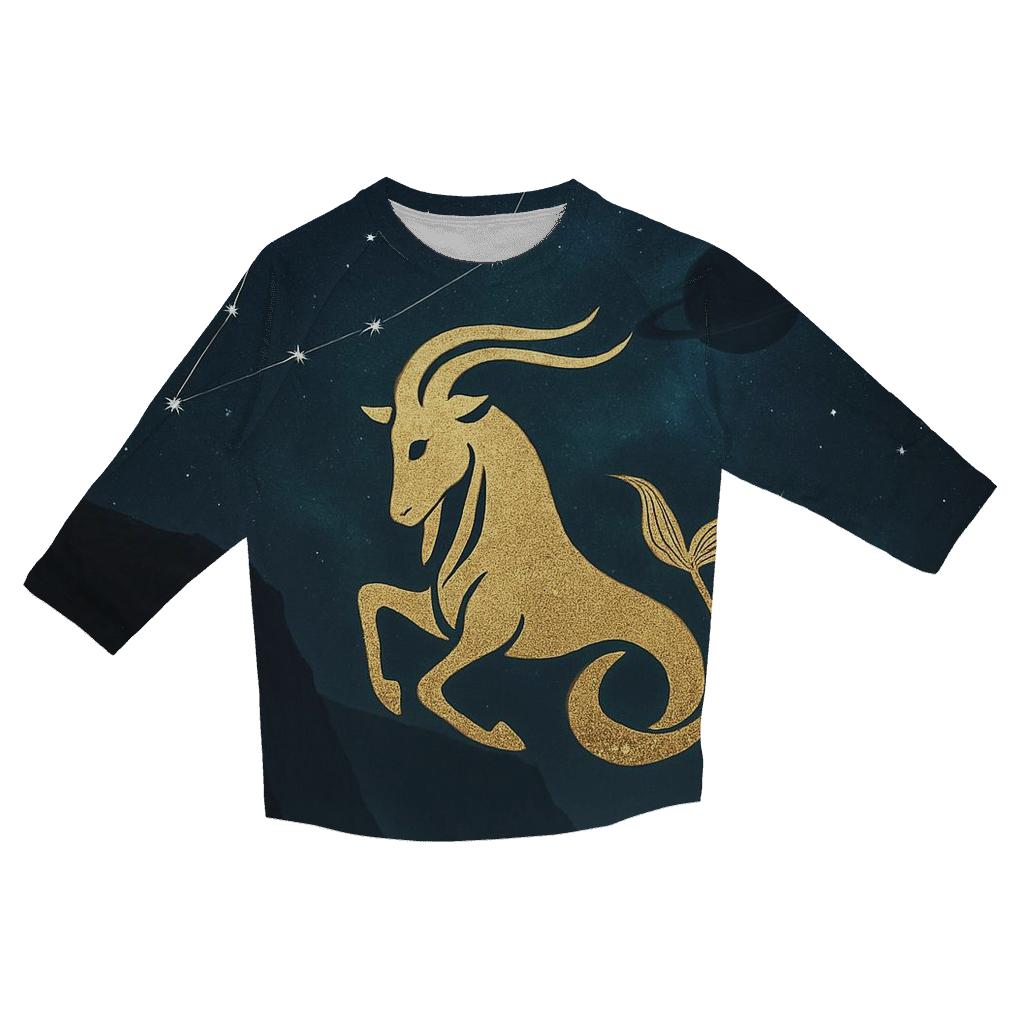 Luminous Capricorn Sea Goat Sigil casual three quarter sleeve shirts