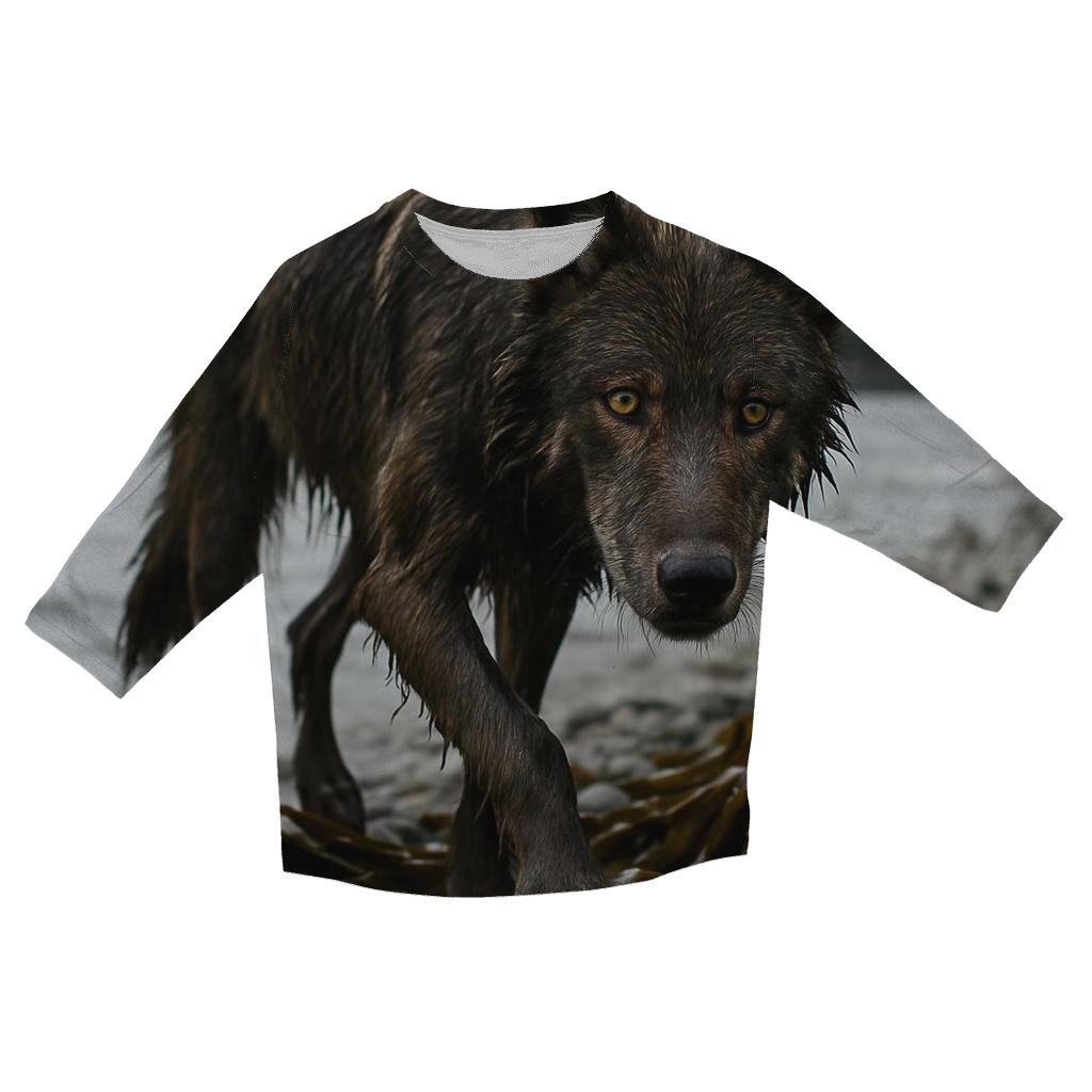 Coastal Wolf Emerging From Kelp Forest custom 3/4 sleeve shirts