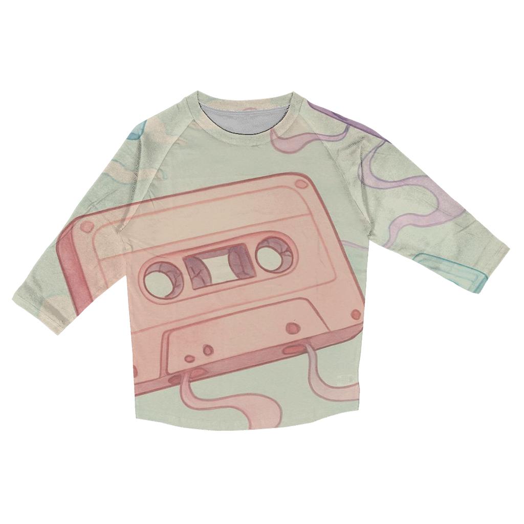 Pastel Cassette Daydream printed three quarter sleeve shirts