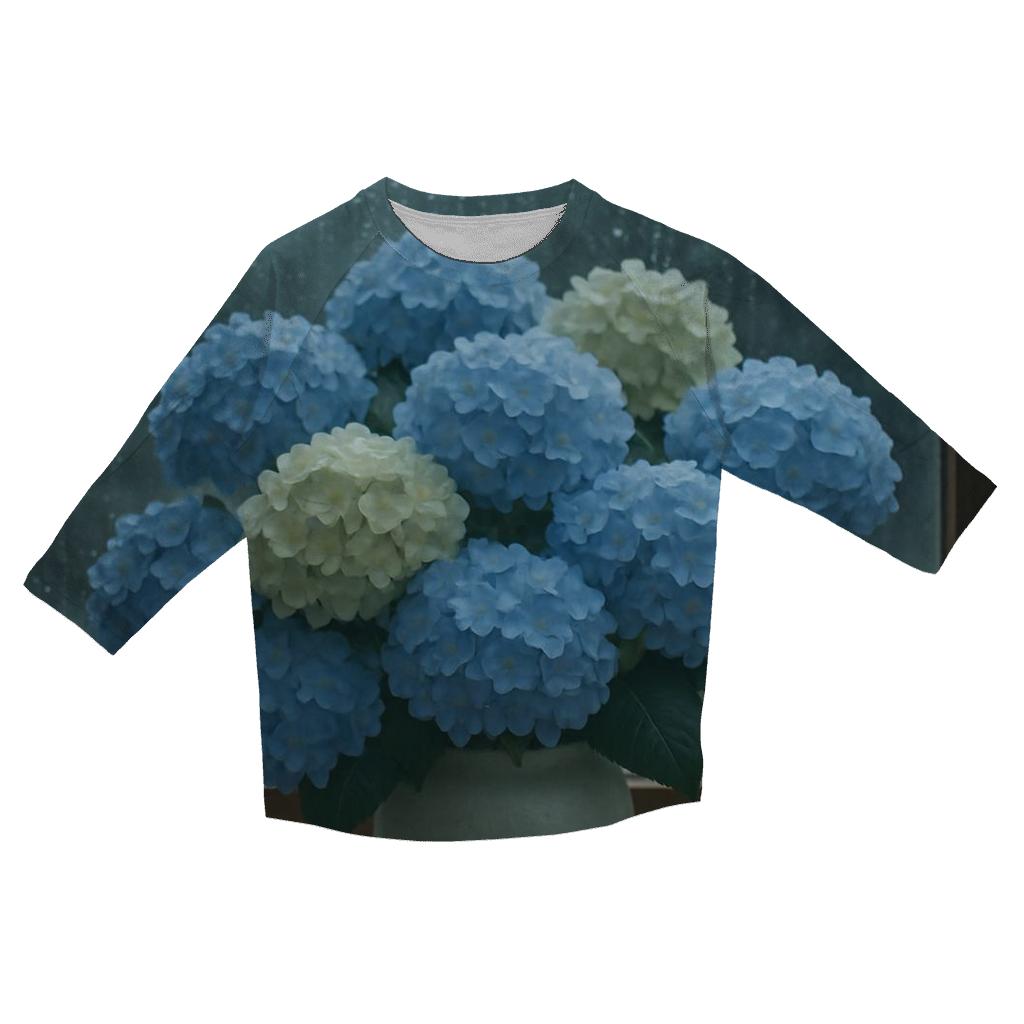 Hydrangeas Against Rain Streaked Window cotton quarter sleeve shirts