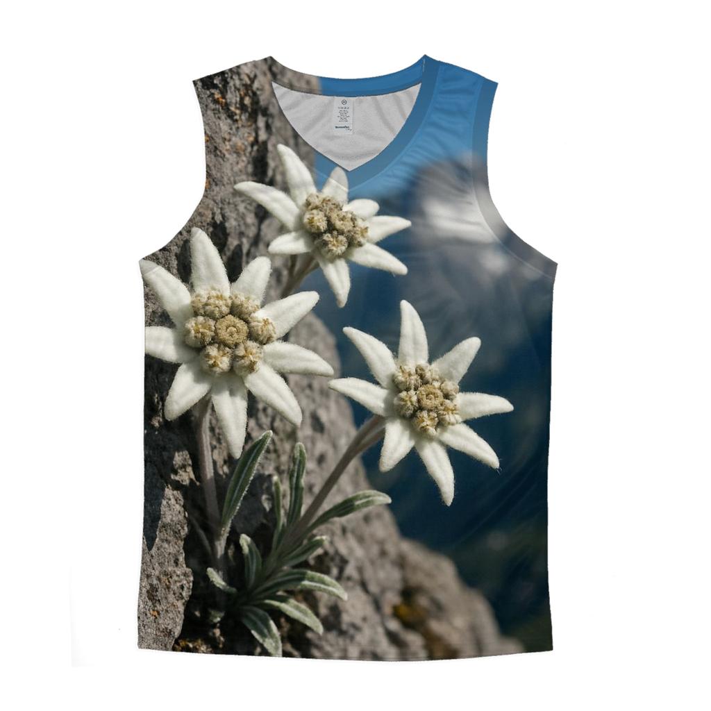 Alpine Edelweiss On Weathered Stone cotton sleeveless tops