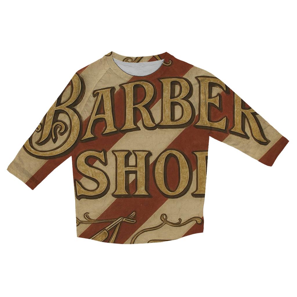 Old Time Barber Shop Signboard Design fashion 3/4 sleeve shirts
