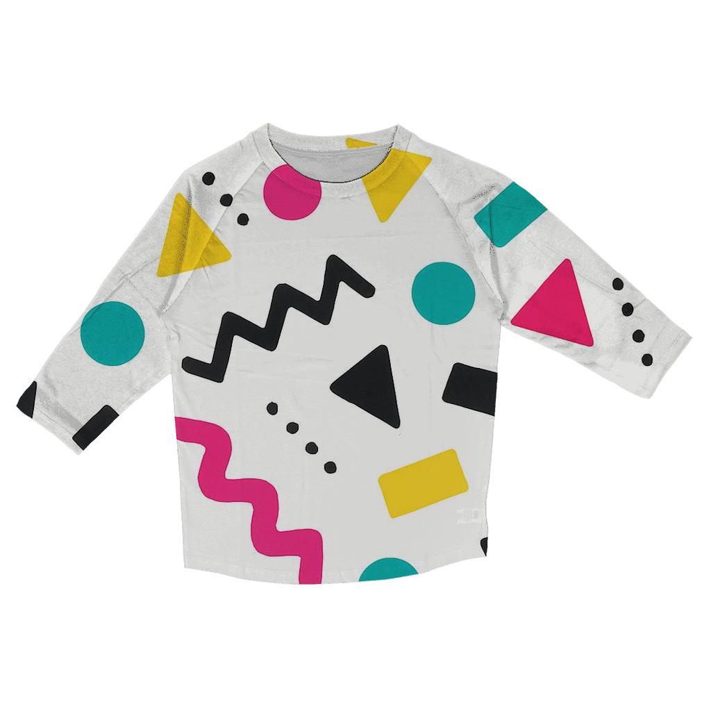 Neon Shuffle Shapes printed three quarter sleeve shirts