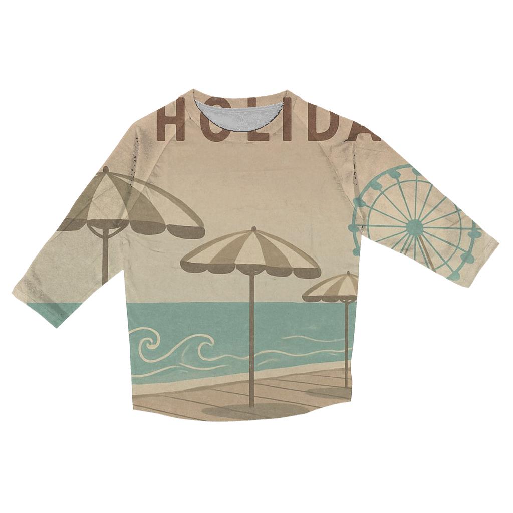 Vintage Beach Boardwalk Advertisement printed three quarter sleeve shirts