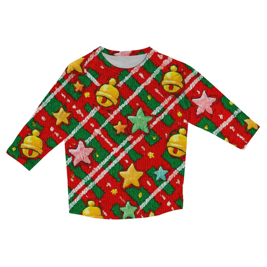 Candy Cane Pixel Plaid Circus personalized 3/4 sleeve tees