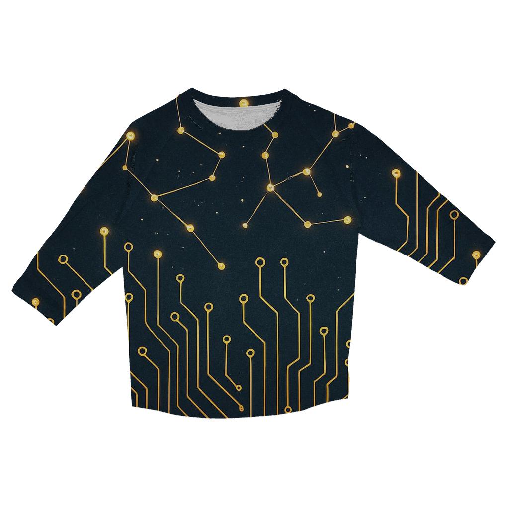 Quantum Circuit Constellations trendy 3/4 sleeve tops