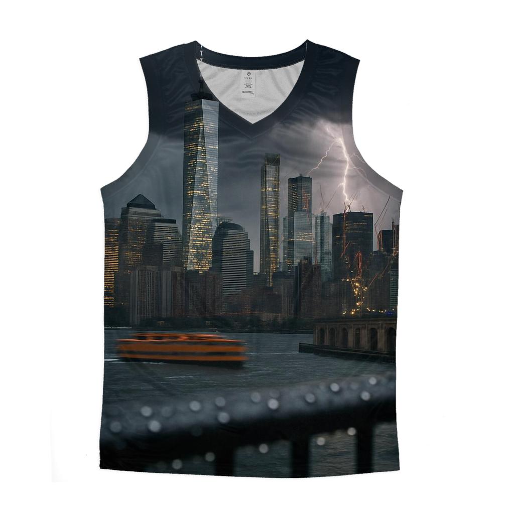 Summer Thunderstorm Rolling Over Lower Manhattan custom tank tops