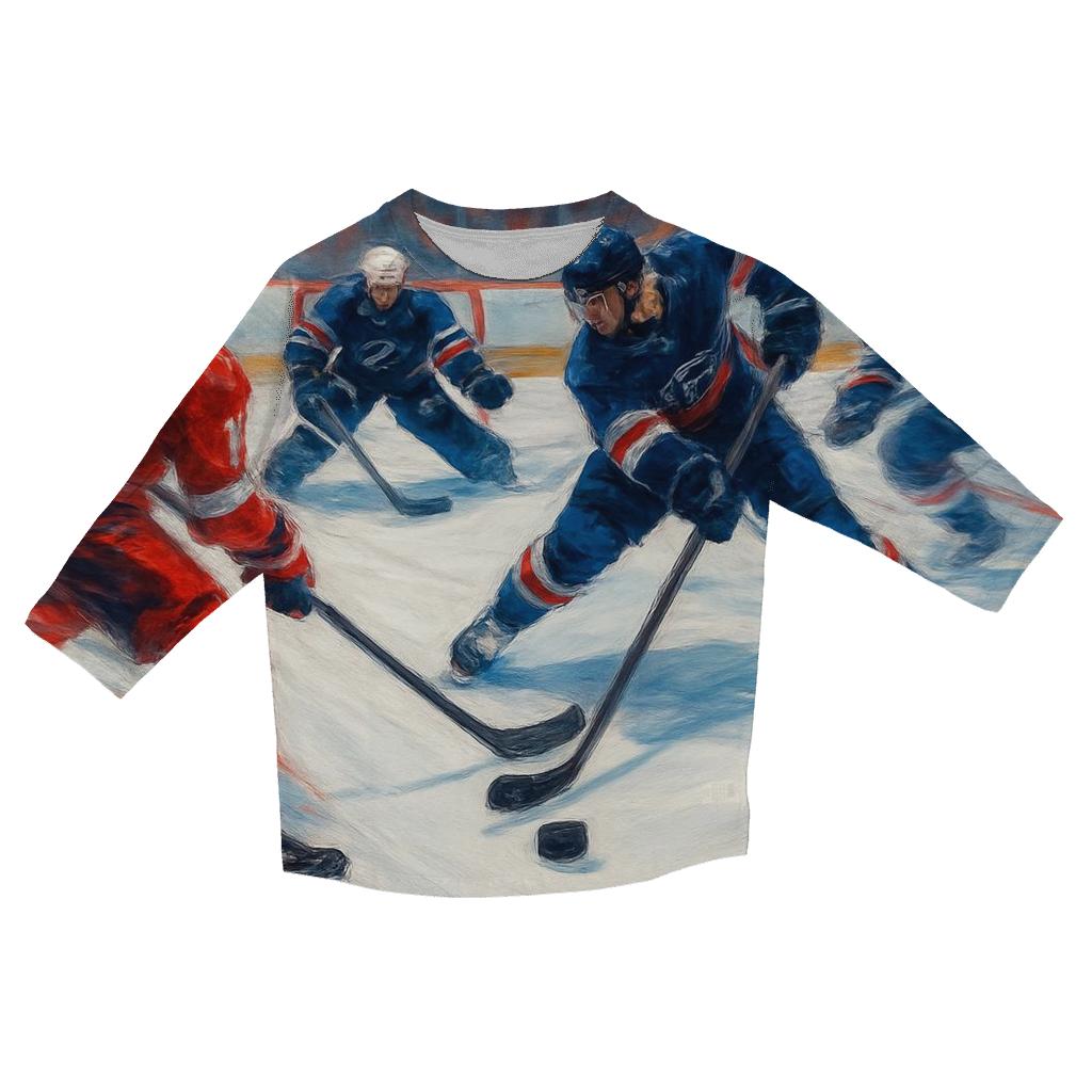 Ice Hockey Rink Battle Blur fashion 3/4 sleeve shirts