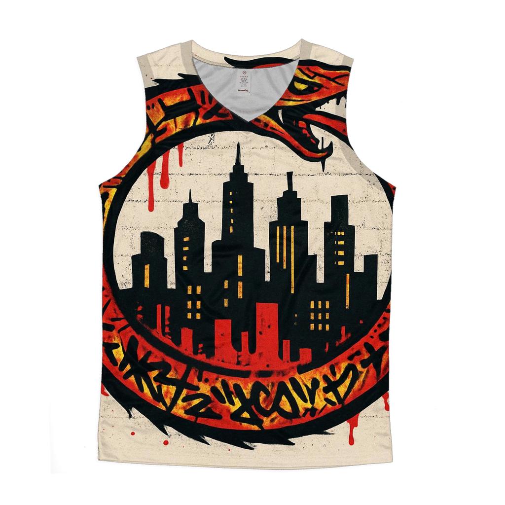 Urban Graffiti Ouroboros Skyline casual summer tank tops