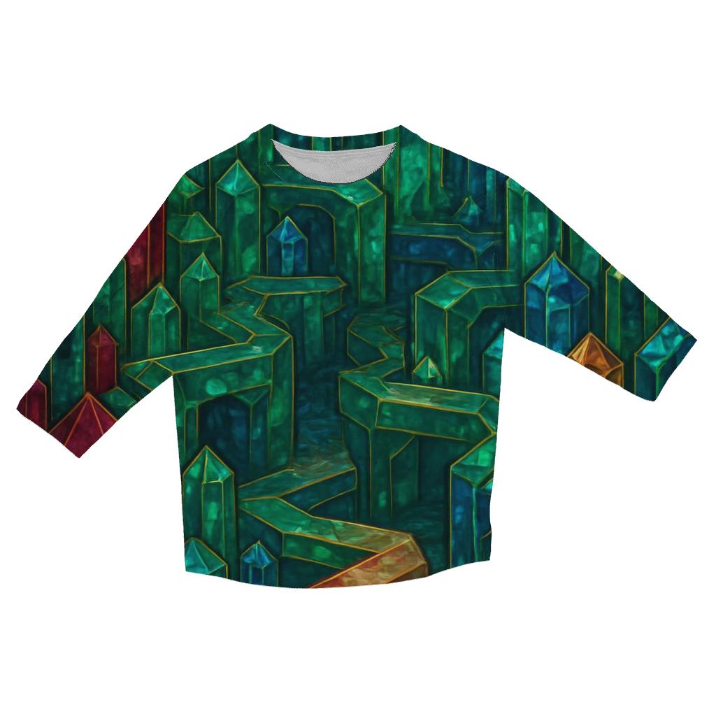 Jewel Tone Crystal Labyrinth designer 3/4 sleeve blouses