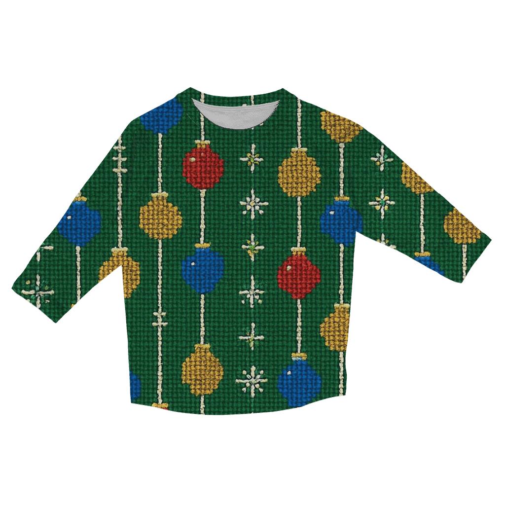 Ornament Ladder Pixel Rows custom 3/4 sleeve shirts
