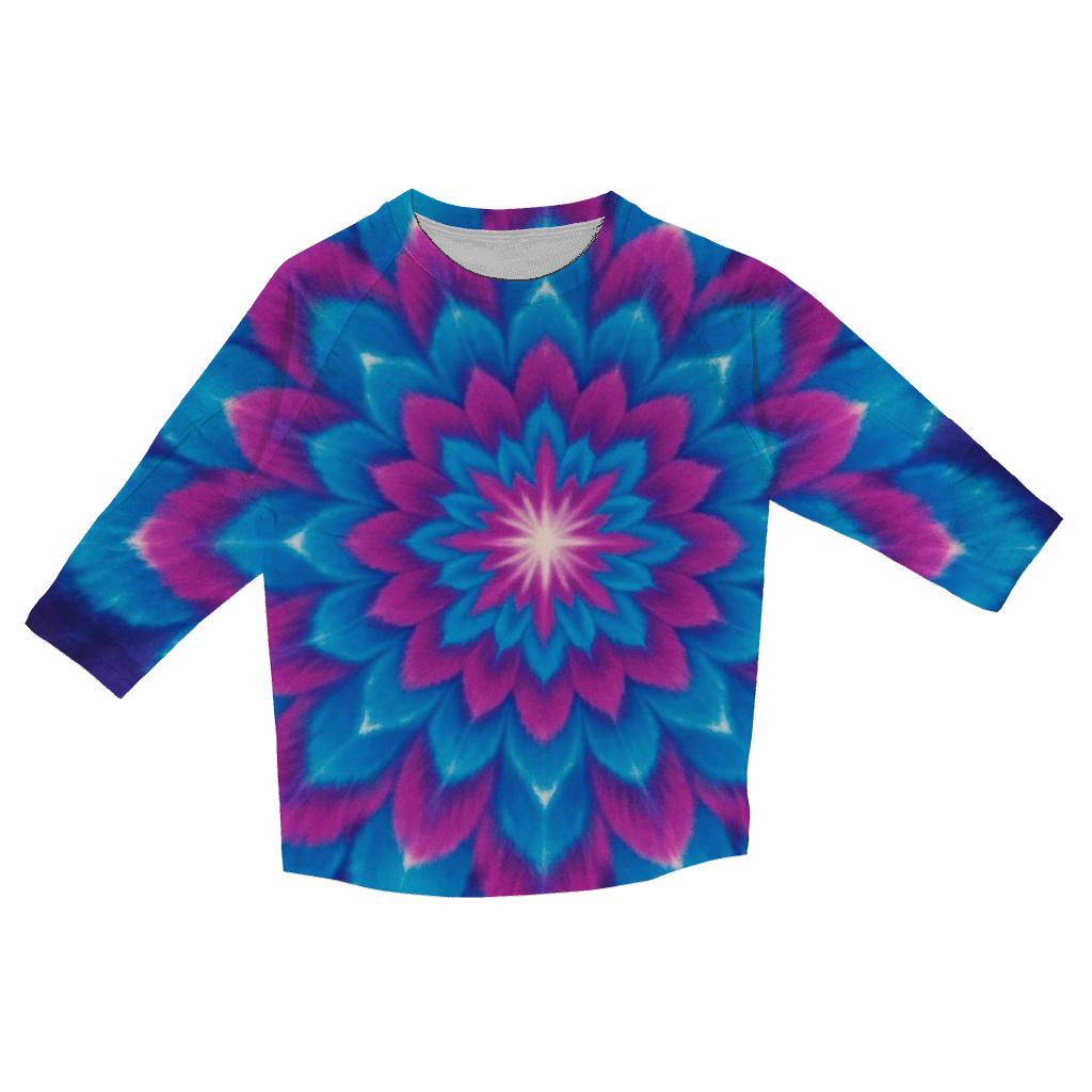 Neon Mandala Galaxy Burst trendy 3/4 sleeve tops