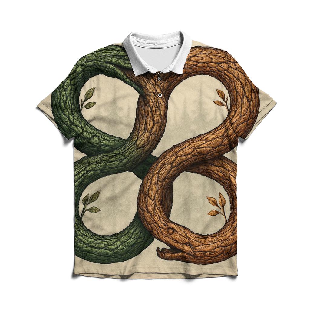 Forest Spirit Twin Ouroboros premium cotton polo shirts