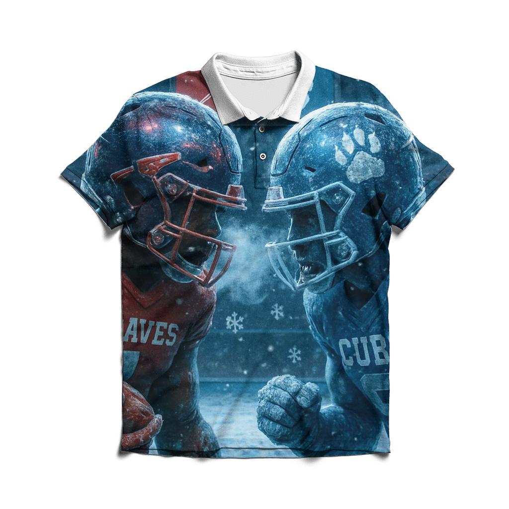 Frozen Yardline Standoff Braves Versus Cubs custom polo shirts
