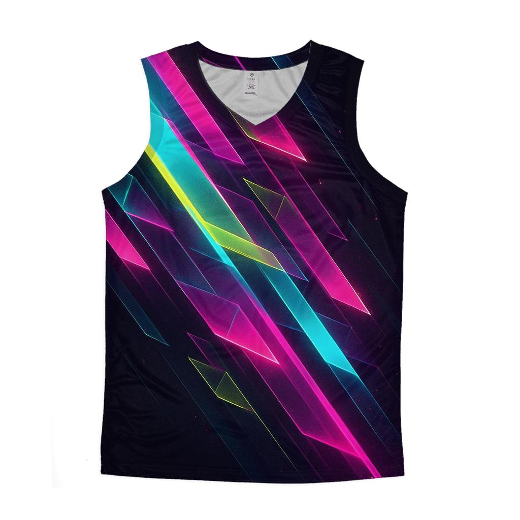 Neon Prism Cascade graphic print tank tops