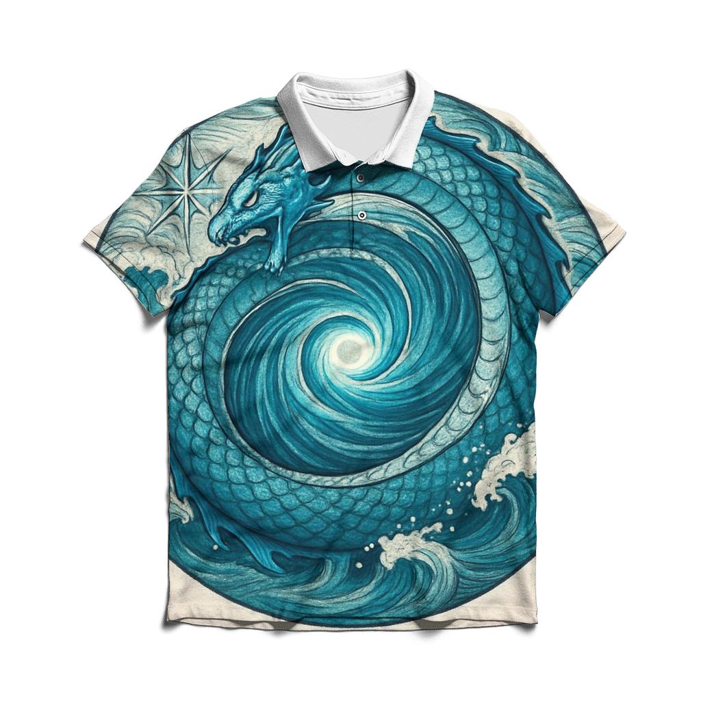 Sea Serpent Maelstrom Ouroboros personalized polo shirts