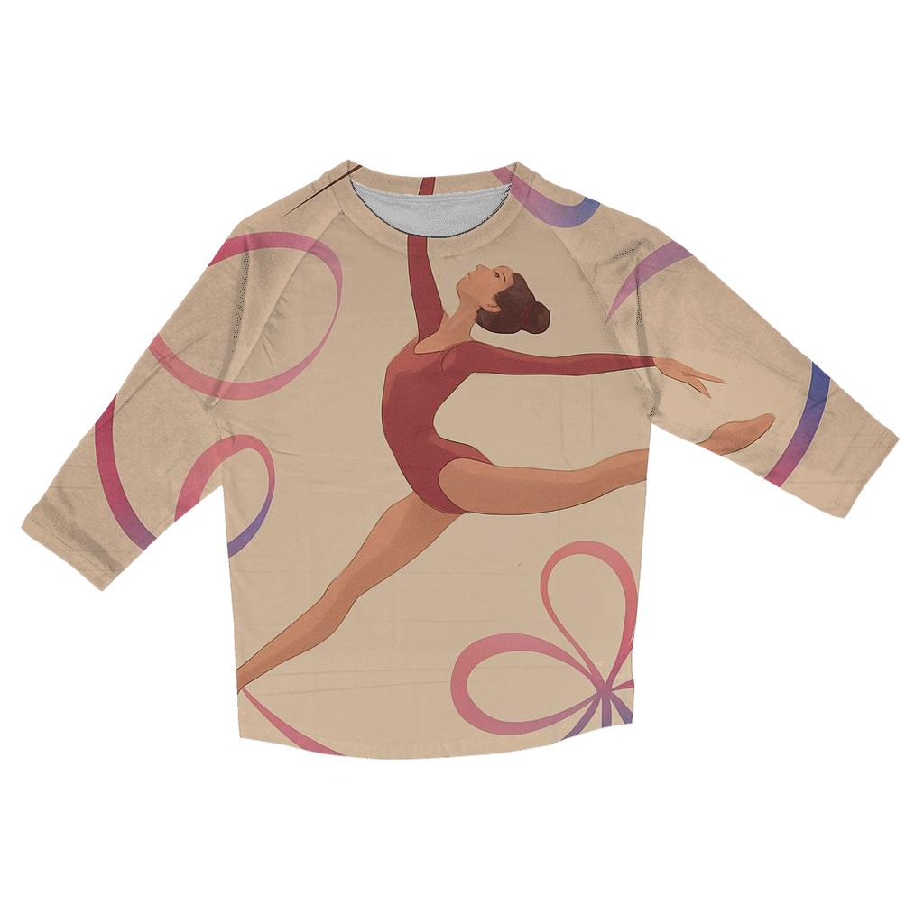Rhythmic Gymnast Ribbon Arc personalized 3/4 sleeve tees