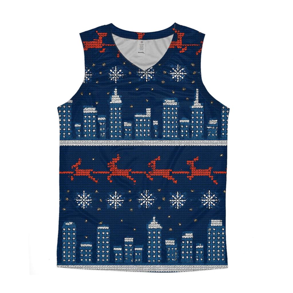 Midnight Sleigh Skyline Stripes trendy fitted tank tops