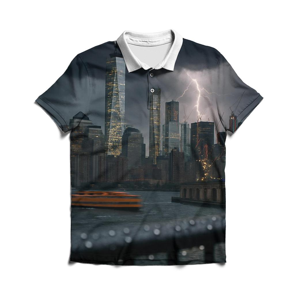Summer Thunderstorm Rolling Over Lower Manhattan stylish collar polo tees