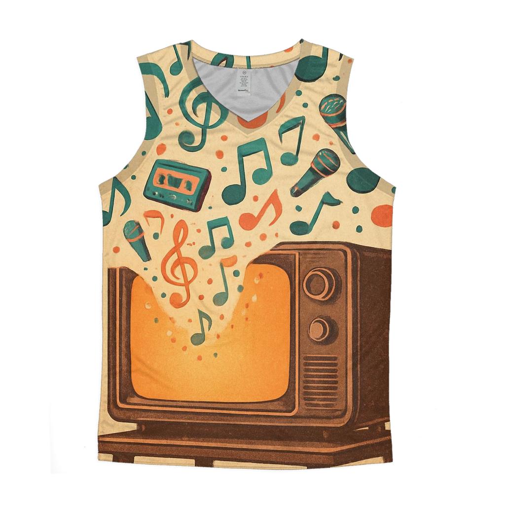 Retro TV Music Portal graphic print tank tops