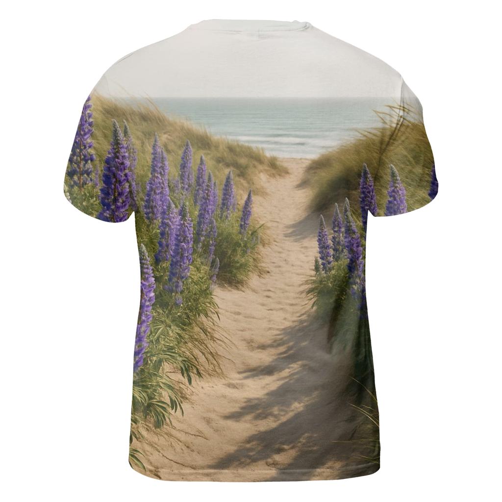 Wild Lupines Along Coastal Dune Path creative print fashion shirts