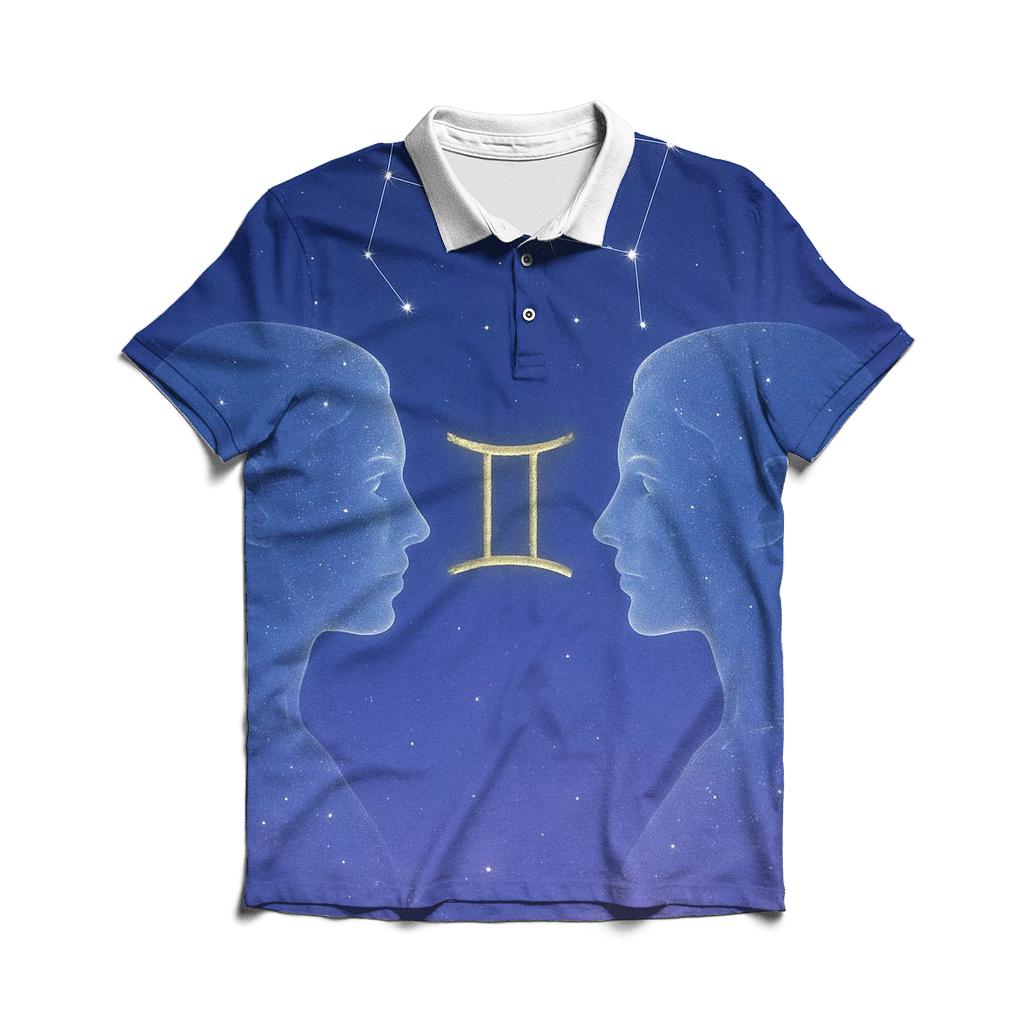 Gemini Twin Constellation Silhouette personalized polo shirts