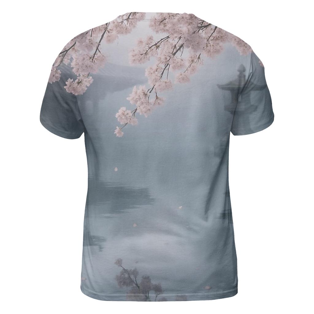 Cherry Blossoms Reflected In Temple Pond artistic all-over print tops