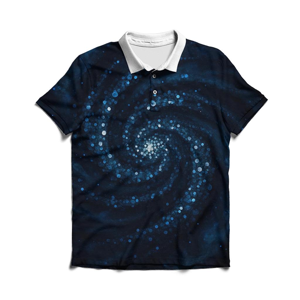 Midnight Sequin Nebula embroidered polo tops