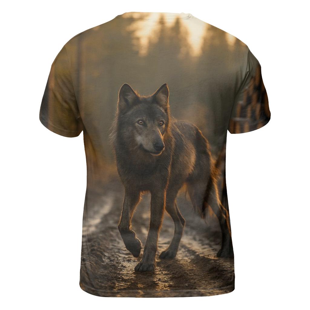 Timber Wolf Paused On Logging Road designer pattern shirts