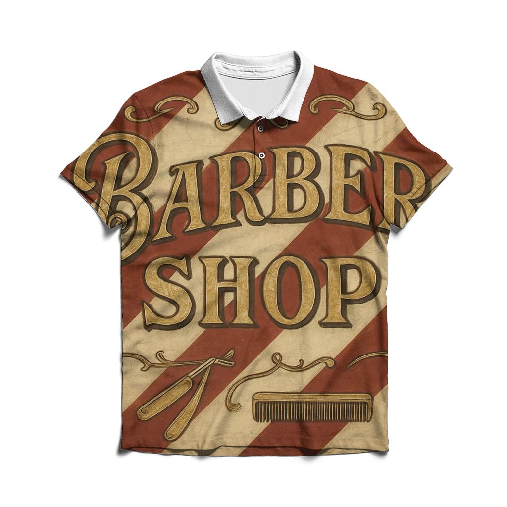 Old Time Barber Shop Signboard Design stylish collar polo tees