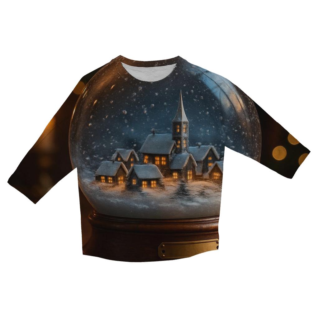 SnowglobeVillageChristmasTwilight stylish quarter sleeve tops