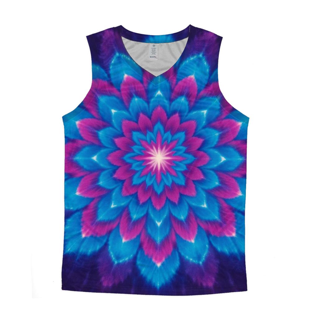 Neon Mandala Galaxy Burst graphic print tank tops