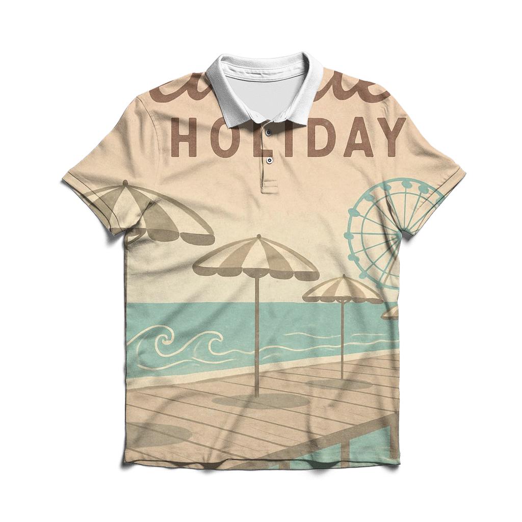 Vintage Beach Boardwalk Advertisement custom polo shirts