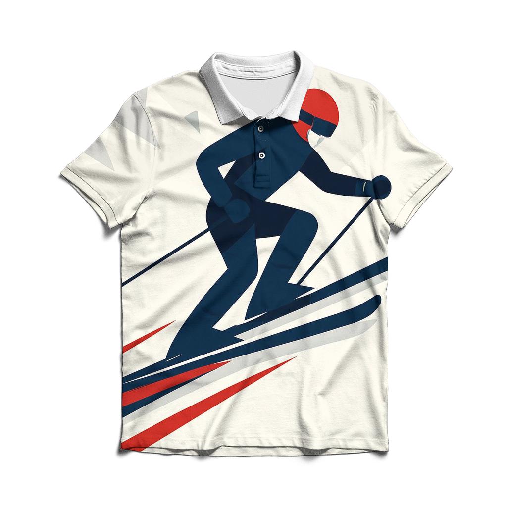 Alpine Ski Descent Motion Lines embroidered polo tops